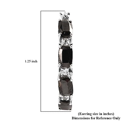 Elite Shungite and White Zircon Inside Out Hoop Earrings in Platinum Over Sterling Silver 5.25 ctw