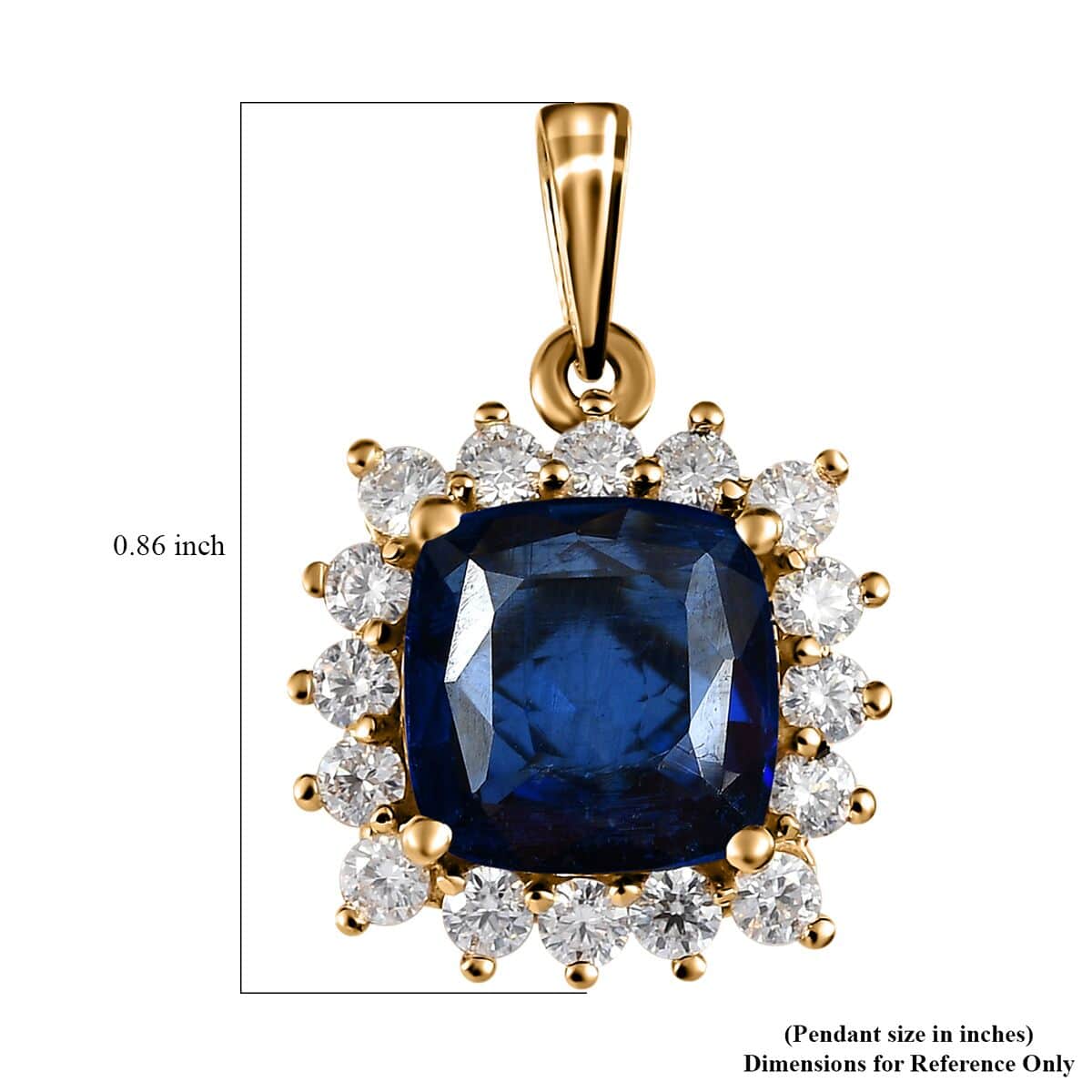 Premium Kashmir Kyanite and Moissanite Halo Pendant in Vermeil Yellow Gold Over Sterling Silver 3.15 ctw image number 5