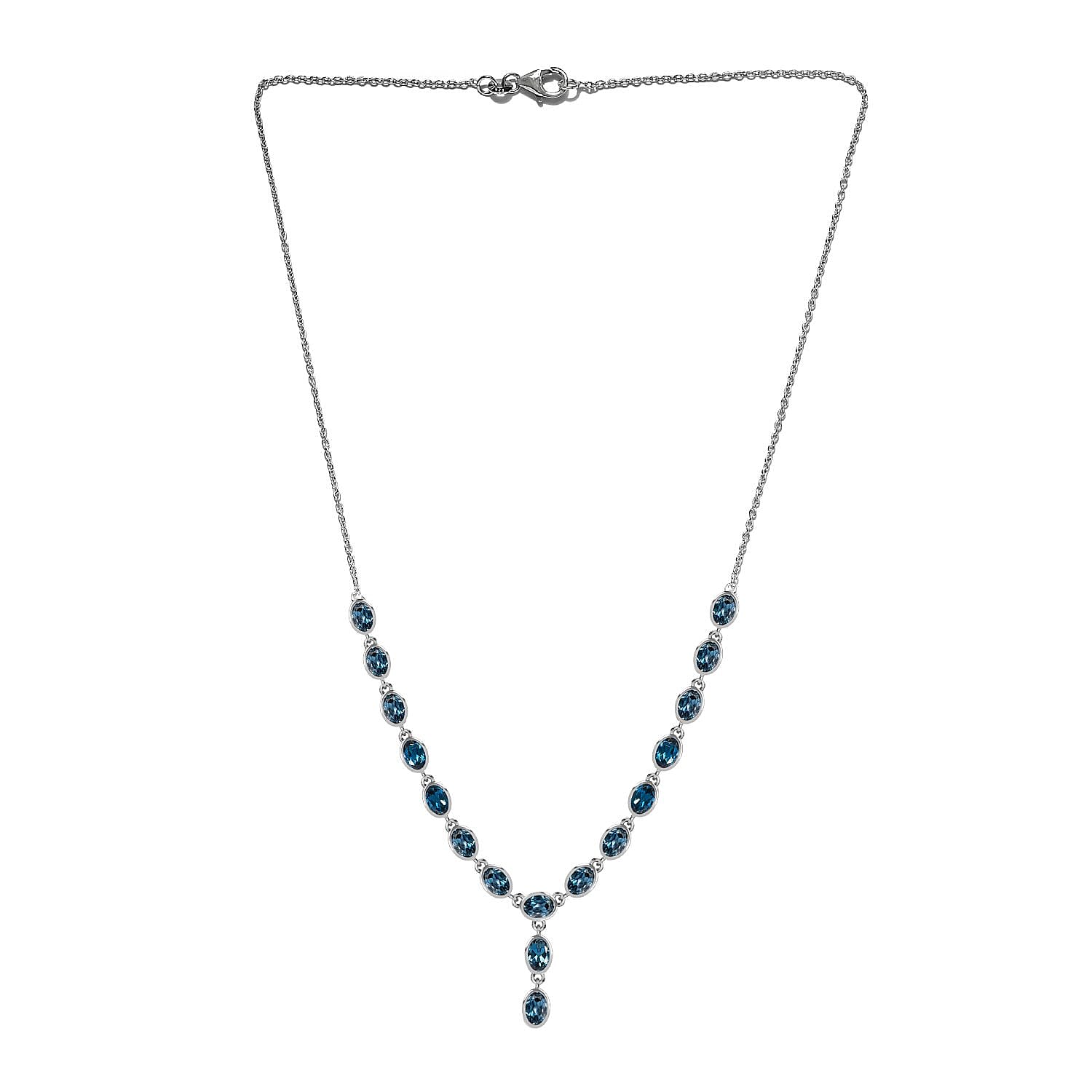 London Blue Topaz 9.18 ctw Necklace in Platinum Over Sterling Silver (18 Inches)