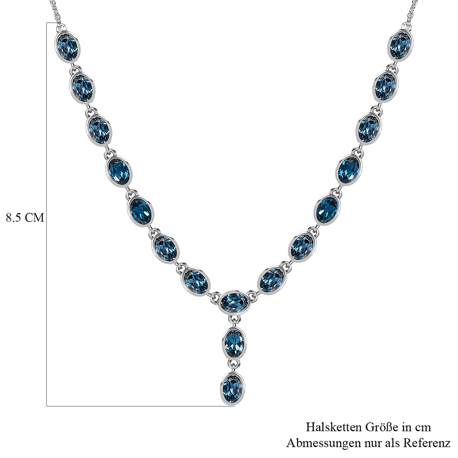 London Blue Topaz 9.18 ctw Necklace in Platinum Over Sterling Silver (18 Inches)
