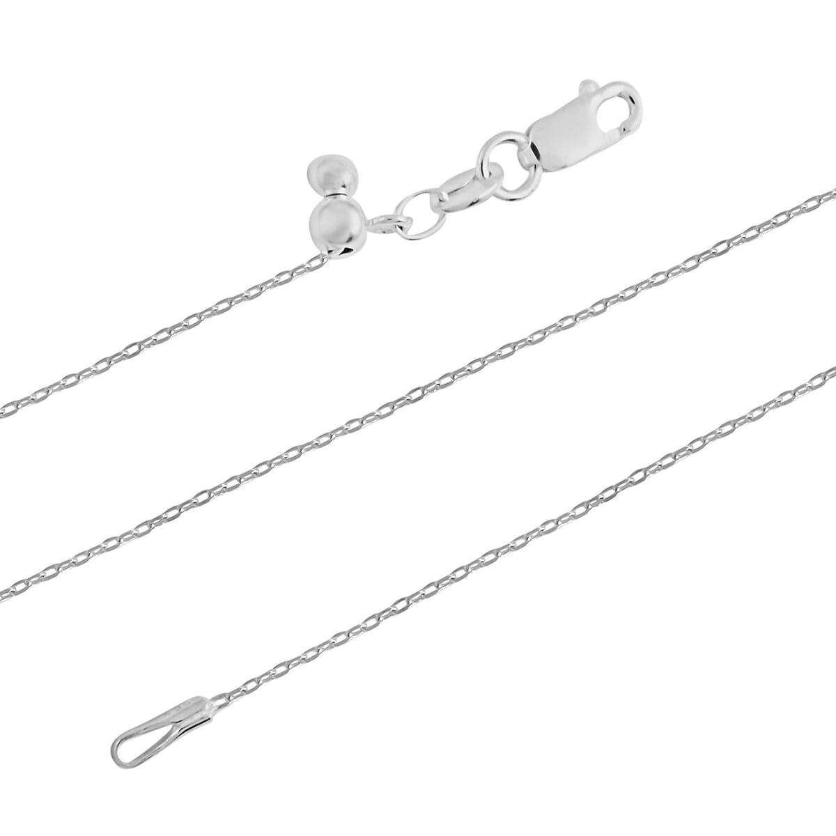Sterling Silver 0.60mm Chain with Heart Bolo Extender 24 Inches 1.80 Grams image number 2