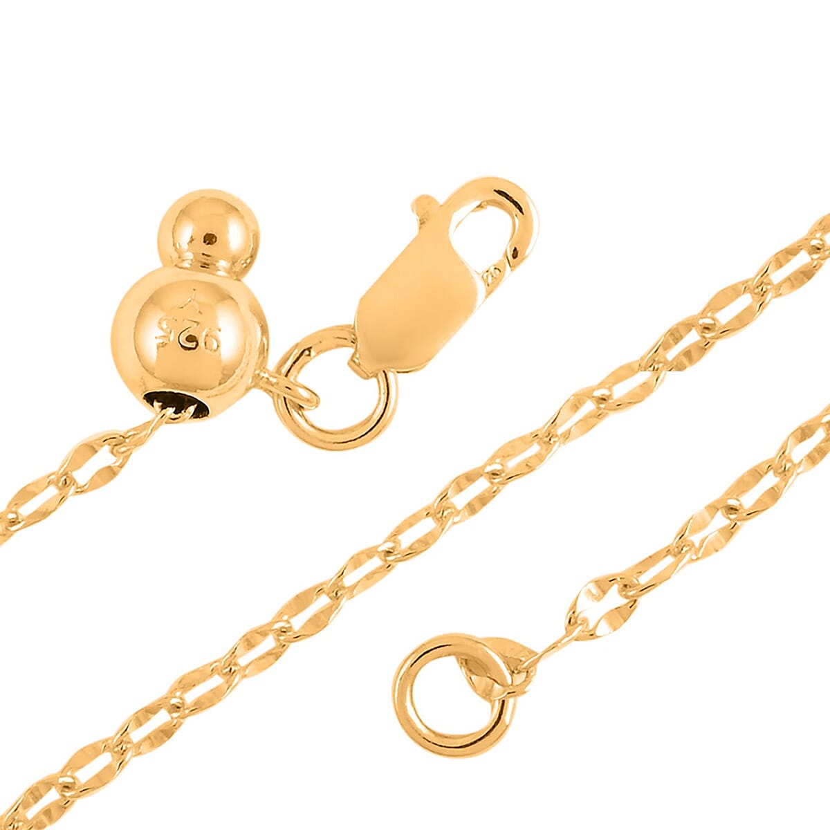 14K YG Over Sterling Silver 1.8mm Chain with Heart Bolo Extender 24 Inches 2.50 Grams image number 2