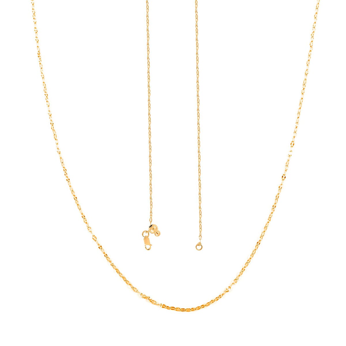 14K YG Over Sterling Silver 1.8mm Chain with Heart Bolo Extender 24 Inches 2.50 Grams image number 3