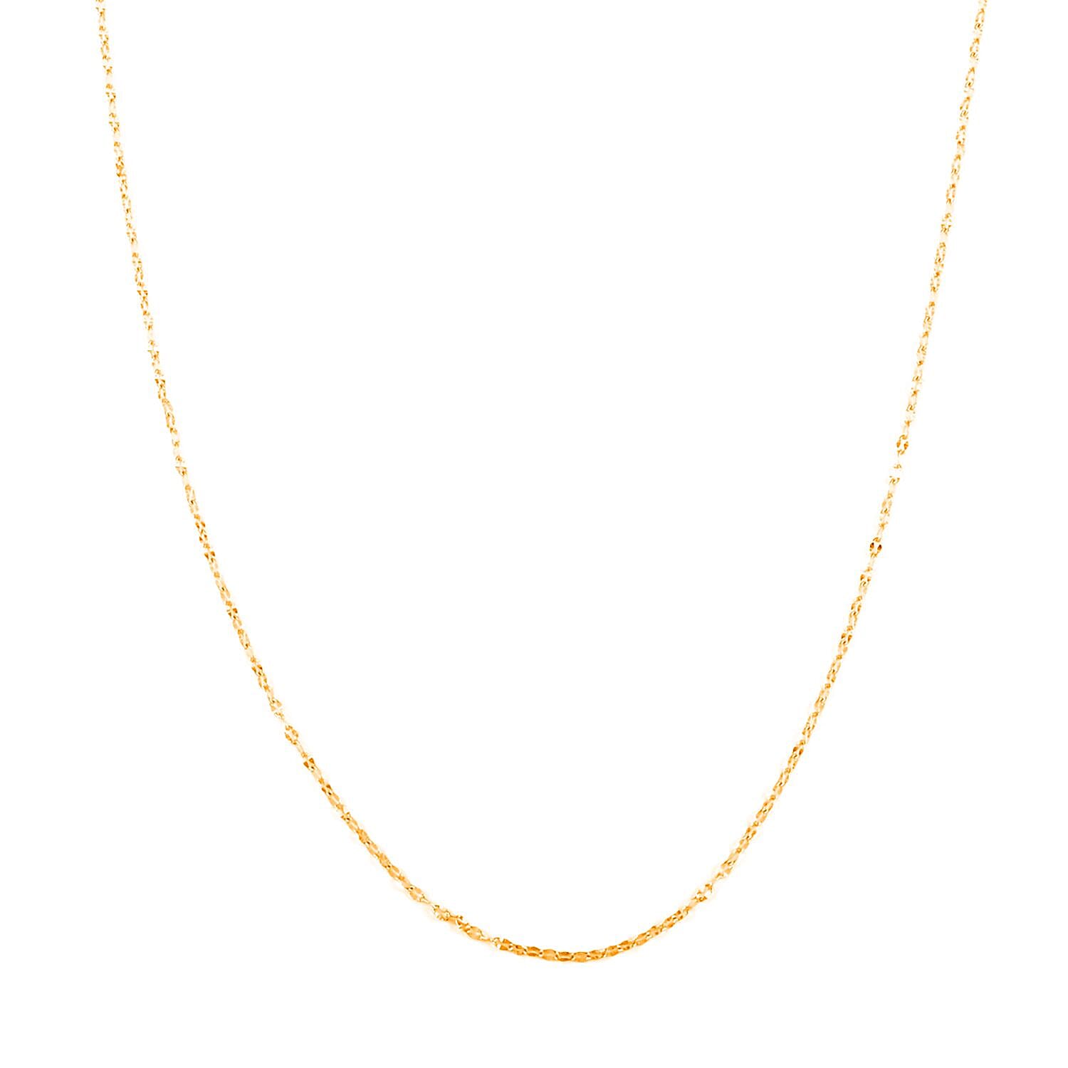 14K YG Over Sterling Silver 1.8mm Chain with Heart Bolo Extender 24 Inches 2.50 Grams