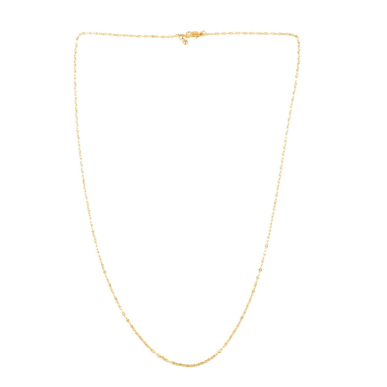 14K YG Over Sterling Silver 1.8mm Chain with Heart Bolo Extender 24 Inches 2.50 Grams