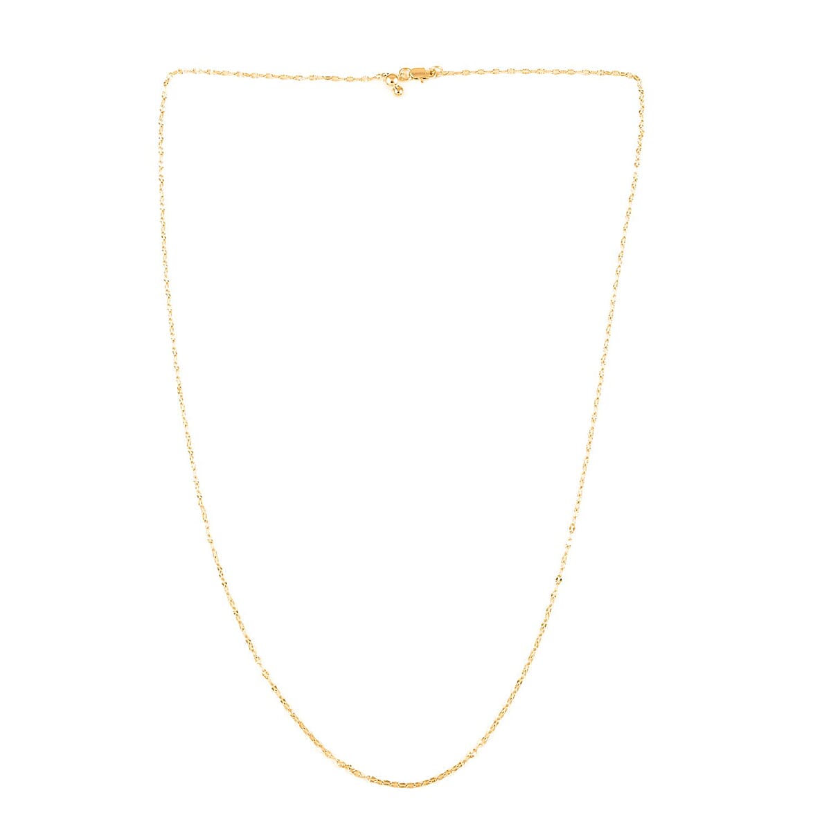 14K YG Over Sterling Silver 1.8mm Chain with Heart Bolo Extender 24 Inches 2.50 Grams image number 5