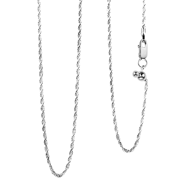 Sterling Silver 0.97mm Rope Chain with Heart Bolo Extender 24 Inches 3.10 Grams