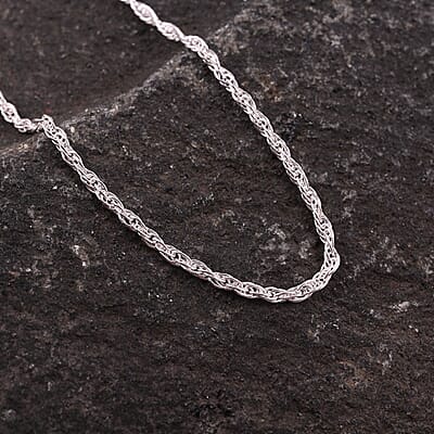 Sterling Silver 0.97mm Rope Chain with Heart Bolo Extender 24 Inches 3.10 Grams