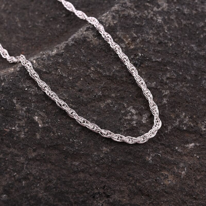 Sterling Silver 0.97mm Rope Chain with Heart Bolo Extender 24 Inches 3.10 Grams