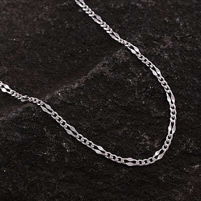 Sterling Silver 1.7mm Station Curb Chain with Heart Bolo Extender 24 Inches 1.70 Grams
