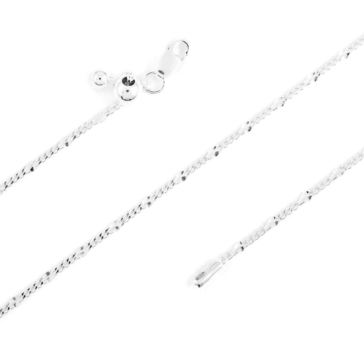 Sterling Silver 1.7mm Station Curb Chain with Heart Bolo Extender 24 Inches 1.70 Grams image number 2