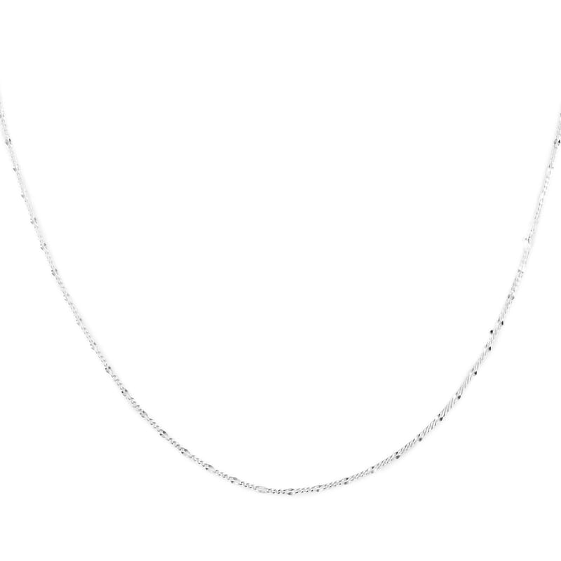 Sterling Silver 1.7mm Station Curb Chain with Heart Bolo Extender 24 Inches 1.70 Grams