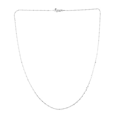 Sterling Silver 1.7mm Station Curb Chain with Heart Bolo Extender 24 Inches 1.70 Grams