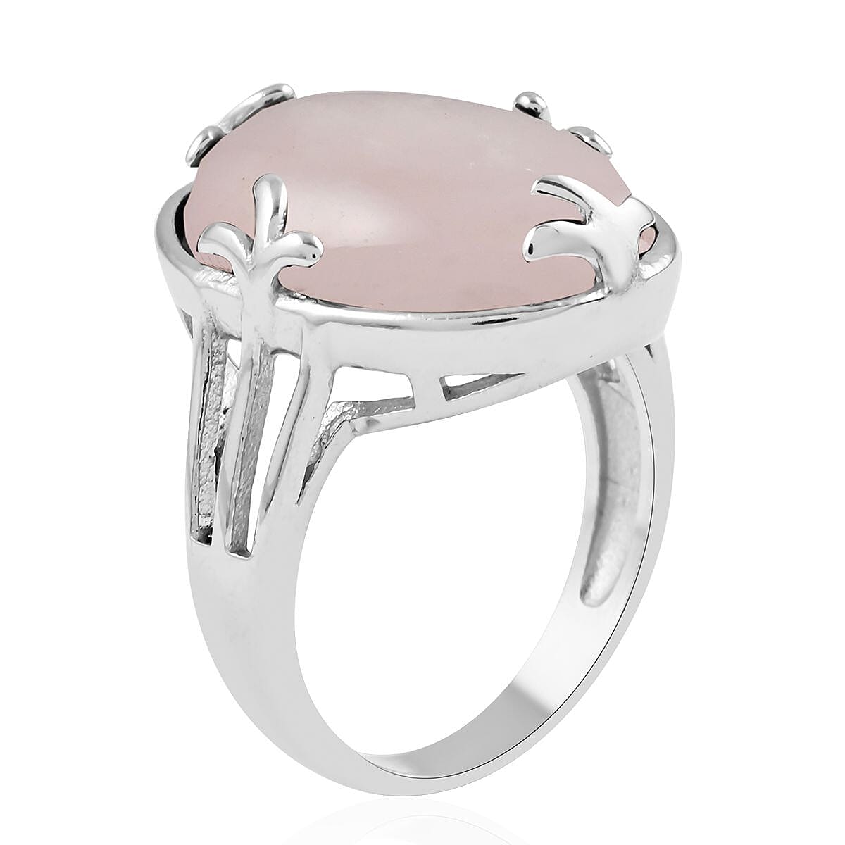 Galilea Rose Quartz Ring in Rhodium Over Stainless Steel (Size 8.0) 18.00 ctw image number 3
