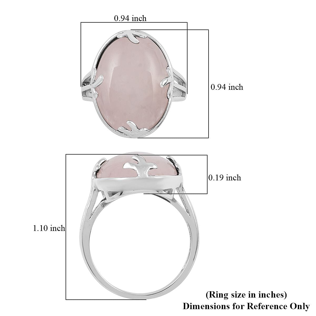 Galilea Rose Quartz Ring in Rhodium Over Stainless Steel (Size 9.0) 18.00 ctw image number 4