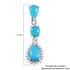 Sleeping Beauty Turquoise and Natural White Zircon Dangling Earrings in Platinum Over Sterling Silver 3.25 ctw image number 4