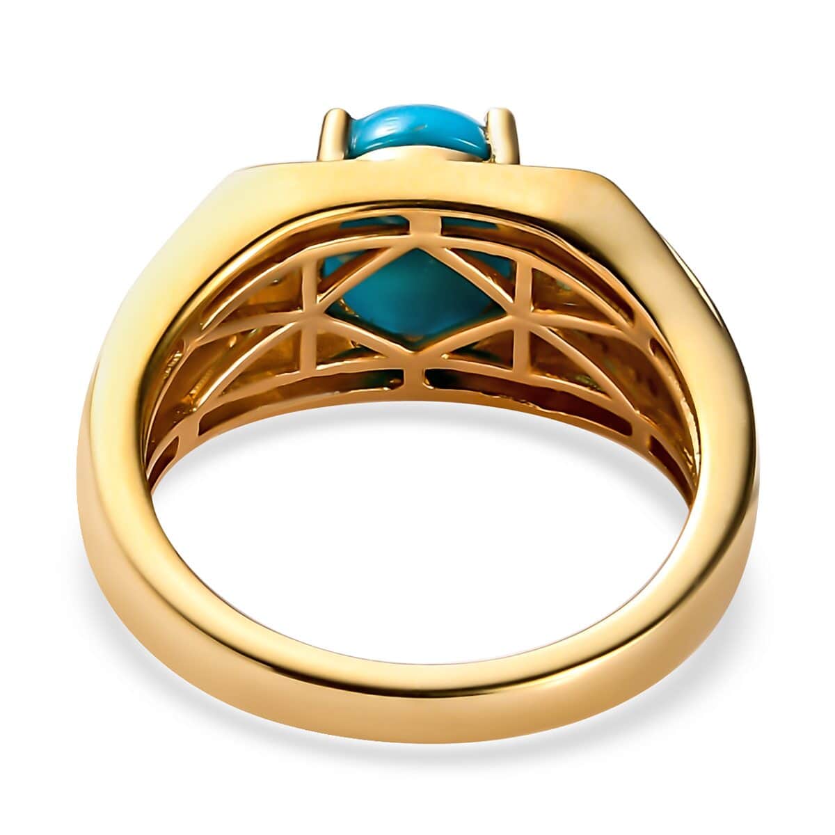 Sleeping Beauty Turquoise and Multi Gemstone Men's Ring in Vermeil Yellow Gold Over Sterling Silver (Size 10.0) 2.60 ctw image number 4
