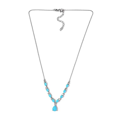 Sleeping Beauty Turquoise and Moissanite Necklace 18 Inches in Platinum Over Sterling Silver 5.60 ctw