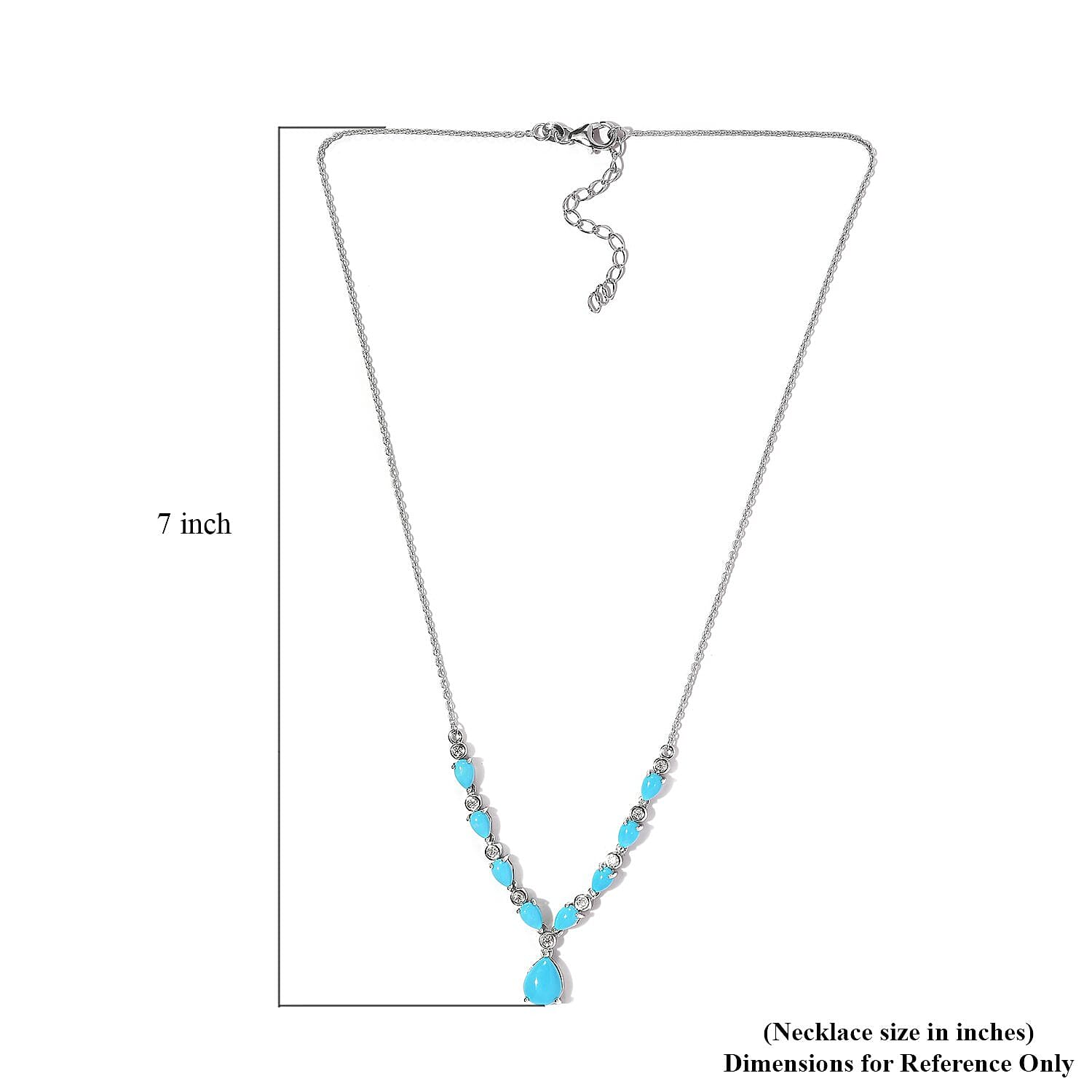 Sleeping Beauty Turquoise and Moissanite Necklace 18 Inches in Platinum Over Sterling Silver 5.60 ctw