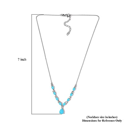 Sleeping Beauty Turquoise and Moissanite Necklace 18 Inches in Platinum Over Sterling Silver 5.60 ctw