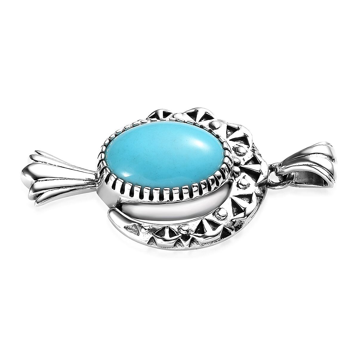 Artisan Crafted Sleeping Beauty Turquoise Feather Pendant in Sterling Silver 5.15 ctw image number 3