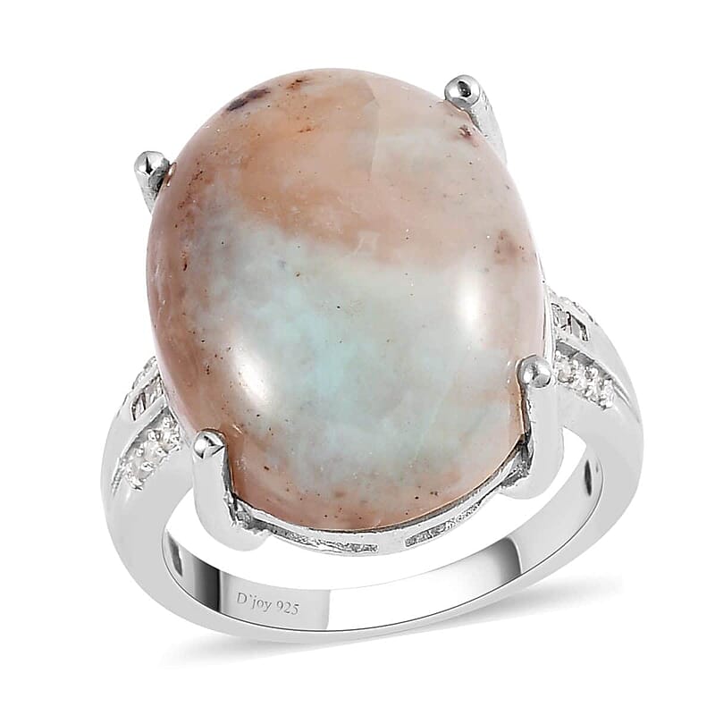 Premium Natural Zimbaprase, Natural Champagne and White Diamond Ring in Platinum Over Sterling Silver (Size 10.0) 17.80 ctw