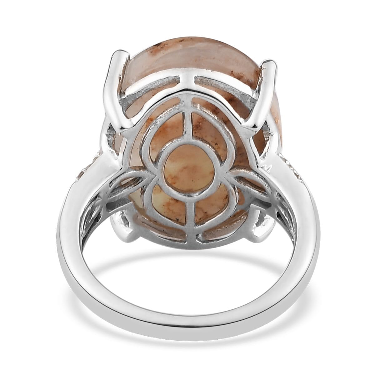 Premium Natural Zimbaprase, Natural Champagne and White Diamond Ring in Platinum Over Sterling Silver 17.80 ctw image number 4