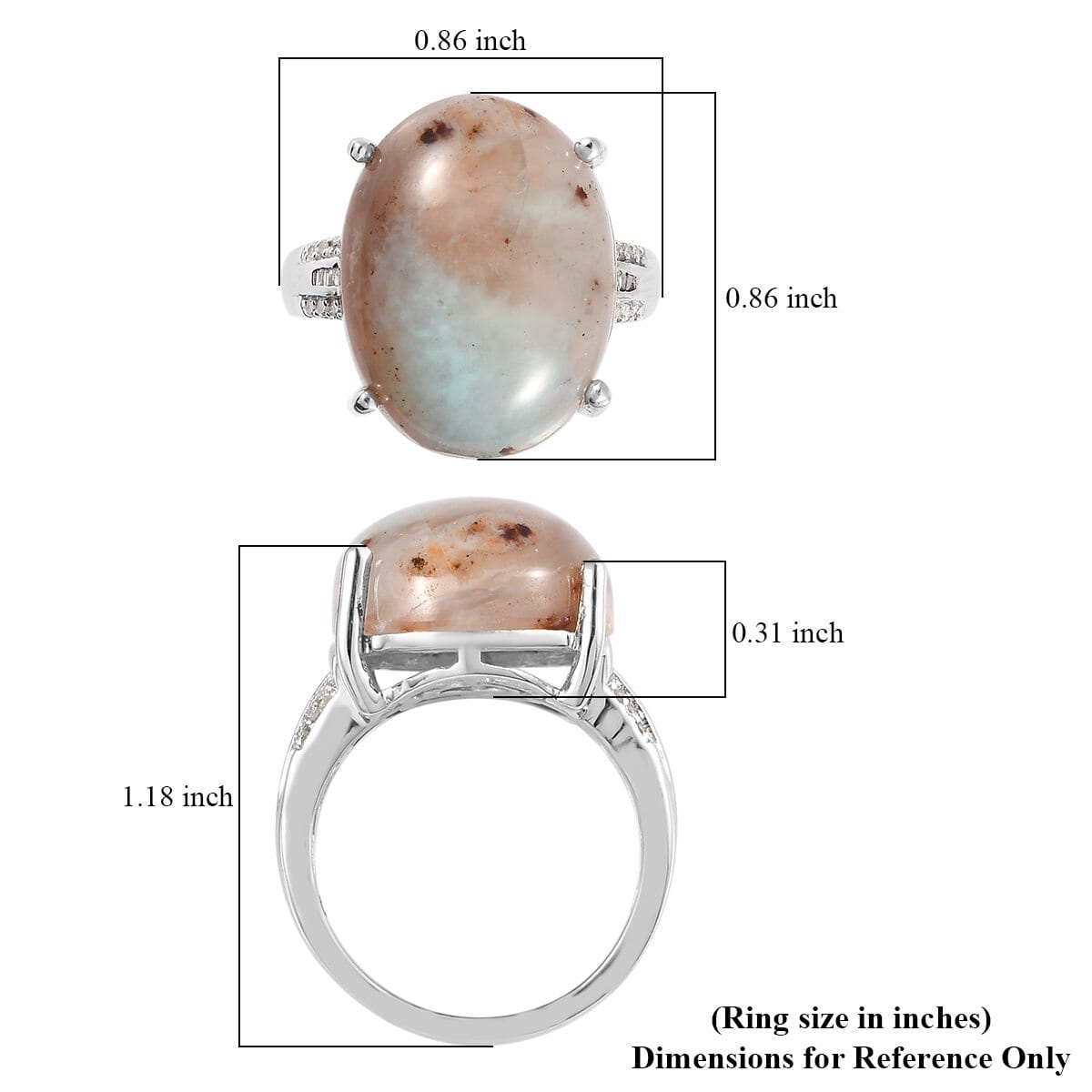 Premium Natural Zimbaprase, Natural Champagne and White Diamond Ring in Platinum Over Sterling Silver 17.80 ctw image number 5