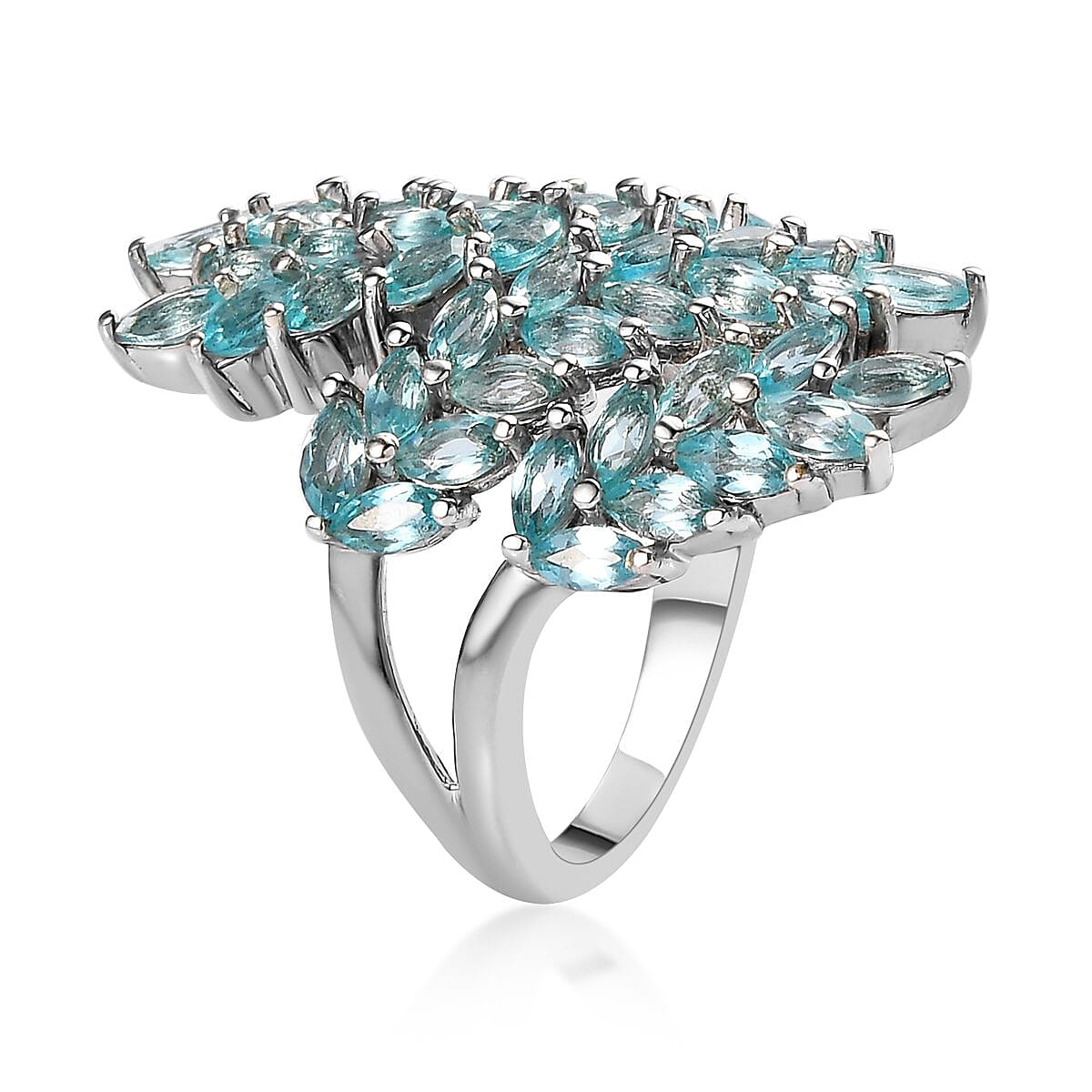Madagascar Paraiba Apatite Ring in Platinum Over Sterling Silver 3.85 ctw image number 3