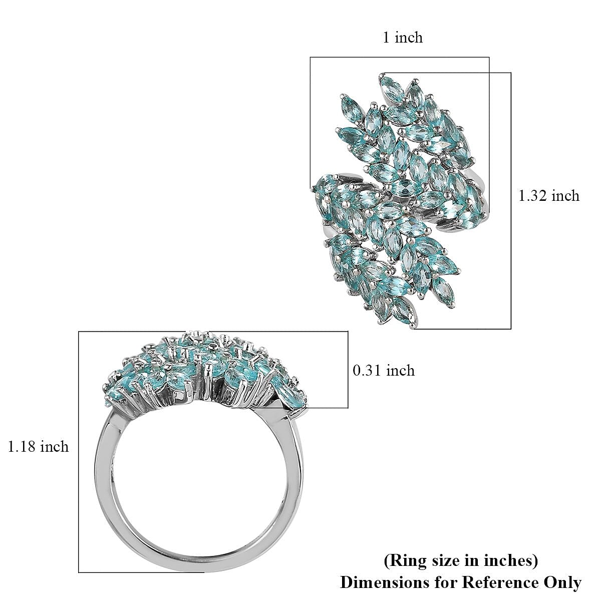 Madagascar Paraiba Apatite Ring in Platinum Over Sterling Silver 3.85 ctw image number 5