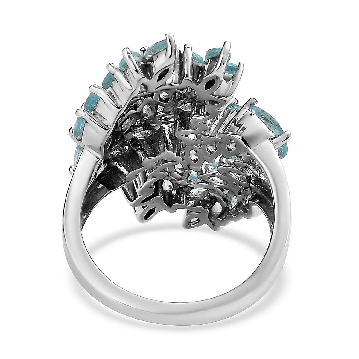 Madagascar Paraiba Apatite Ring in Platinum Over Sterling Silver (Size 9.0) 3.85 ctw image number 4