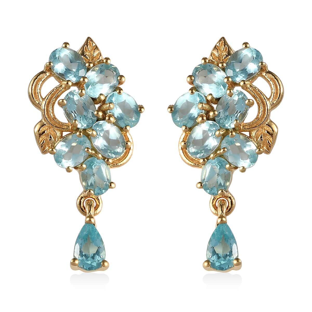 Madagascar Paraiba Apatite Earrings in Vermeil Yellow Gold Over Sterling Silver 3.30 ctw image number 0