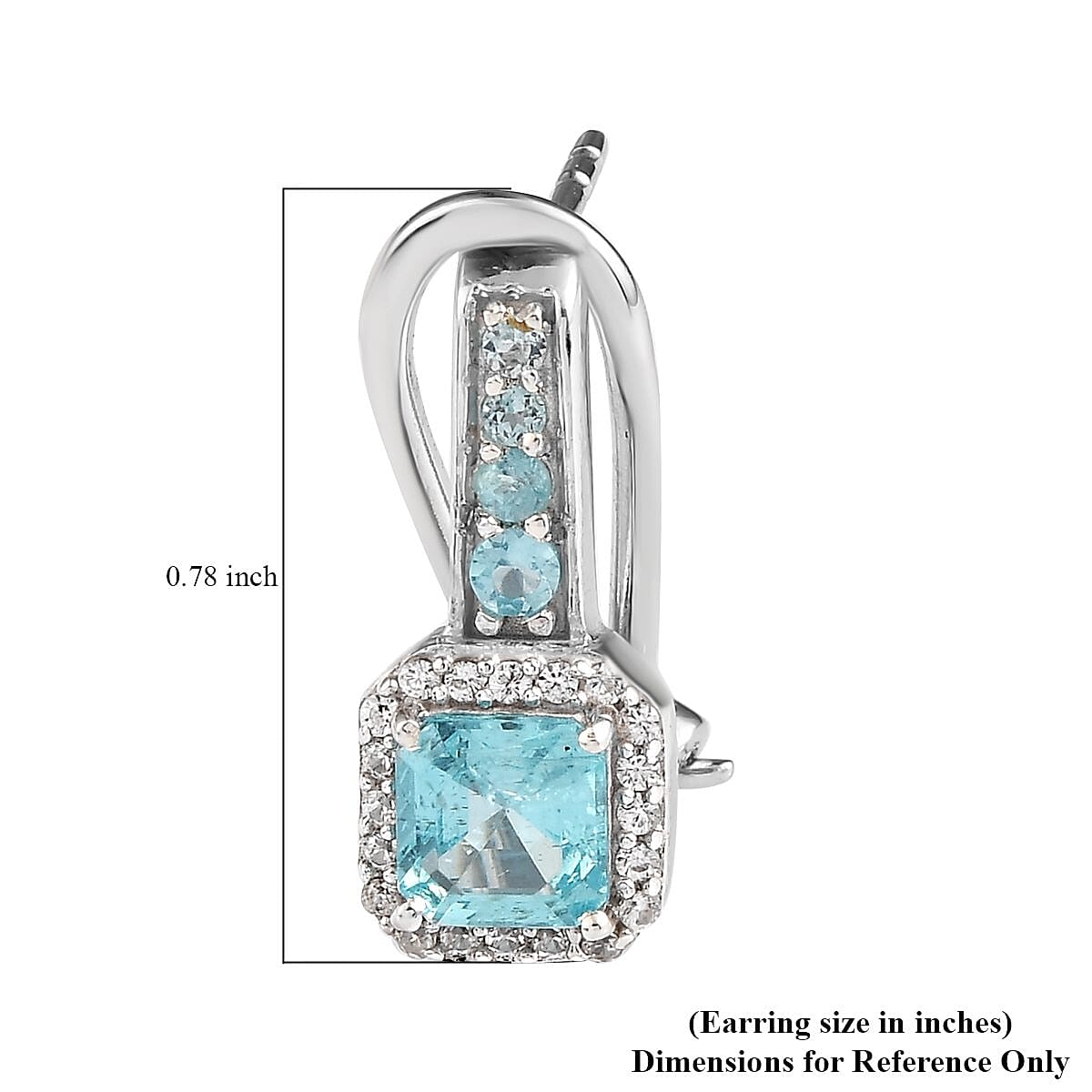Madagascar Paraiba Apatite and White Zircon Earrings in Platinum Over Sterling Silver 2.00 ctw