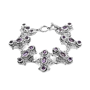 Bali Legacy Uruguayan Amethyst Toggle Clasp Bracelet in Sterling Silver (7-8.0In) 14.75 ctw