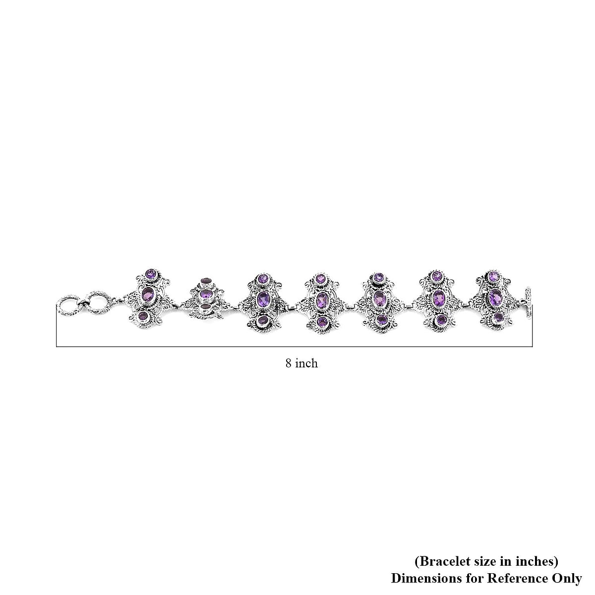 Bali Legacy Uruguayan Amethyst Toggle Clasp Bracelet in Sterling Silver (7-8.0In) 14.75 ctw image number 4