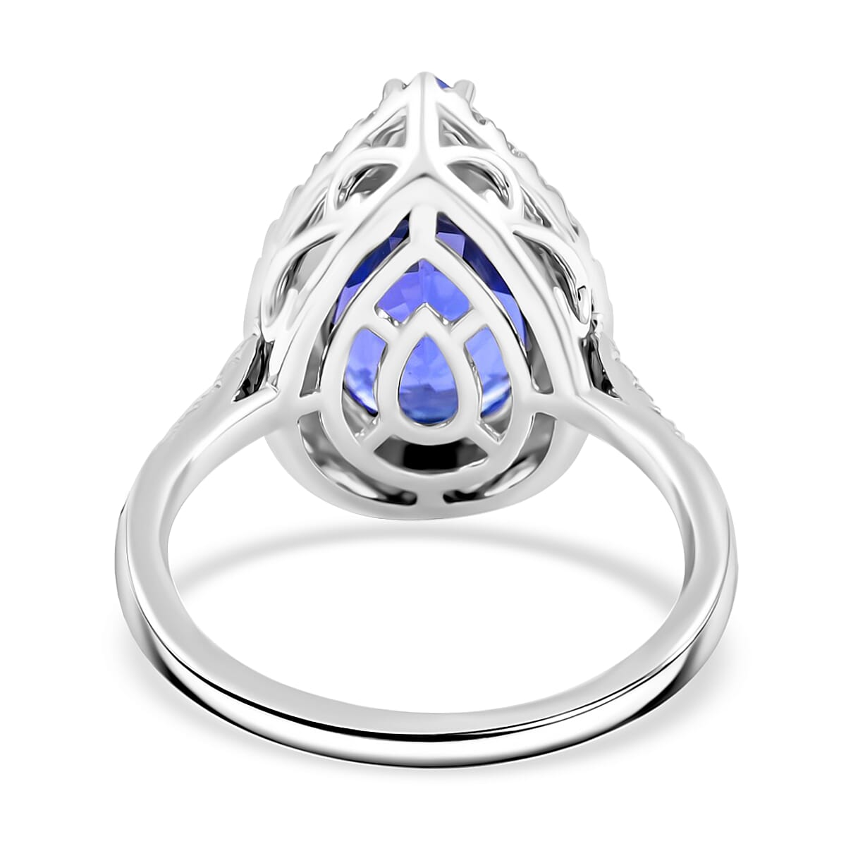 Certified & Appraised Rhapsody 950 Platinum AAAA Tanzanite and E-F VS Diamond Halo Ring (Size 10.0) 6 Grams 6.25 ctw