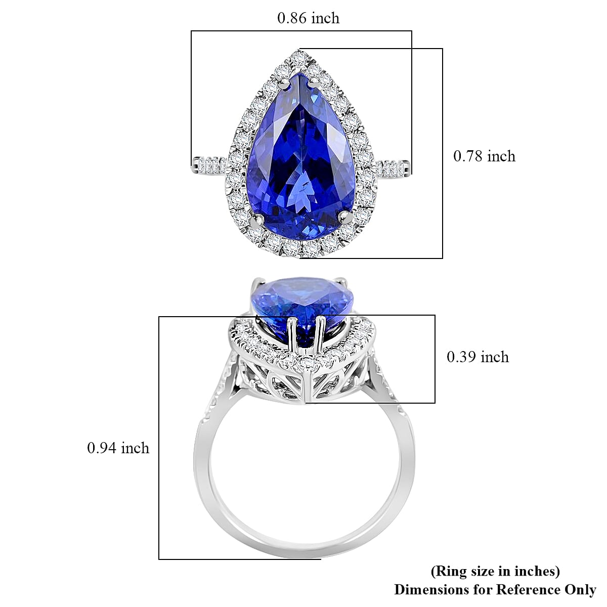 Certified & Appraised Rhapsody 950 Platinum AAAA Tanzanite and E-F VS Diamond Halo Ring (Size 10.0) 6 Grams 6.25 ctw