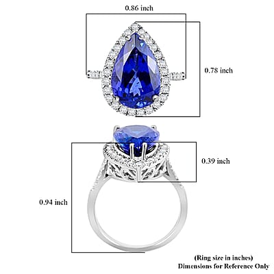 Certified & Appraised Rhapsody AAAA Tanzanite and E-F VS Diamond 6.25 ctw Halo Ring in 950 Platinum (Size 10.0) 6 Grams