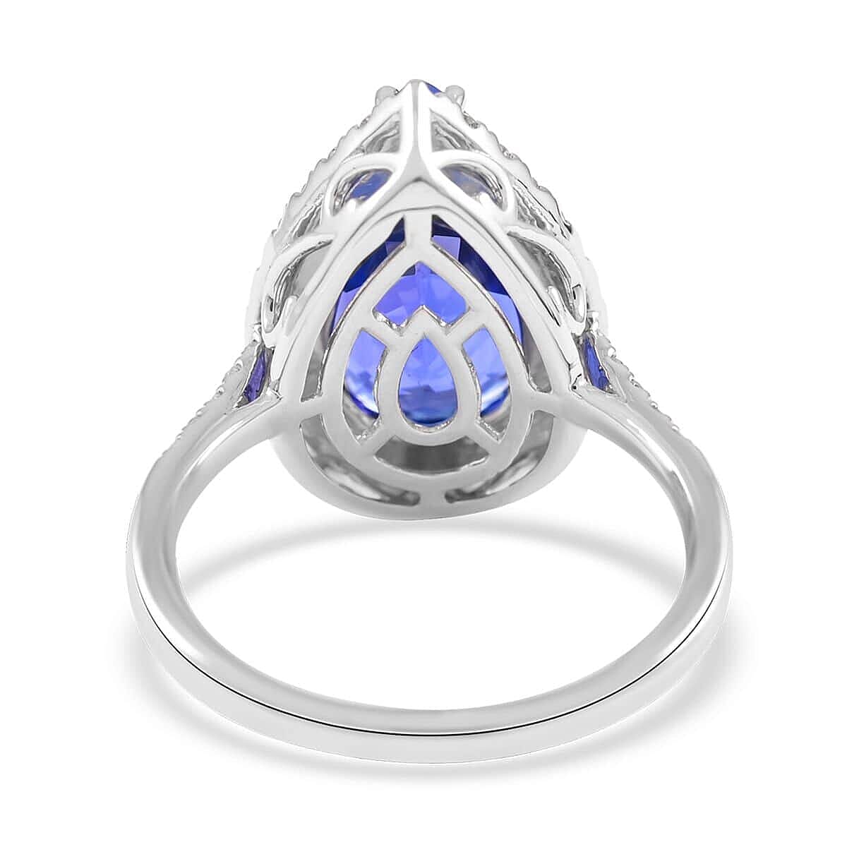 Certified & Appraised Rhapsody 950 Platinum AAAA Tanzanite and E-F VS Diamond Halo Ring (Size 6.0) 6 Grams 6.25 ctw image number 4