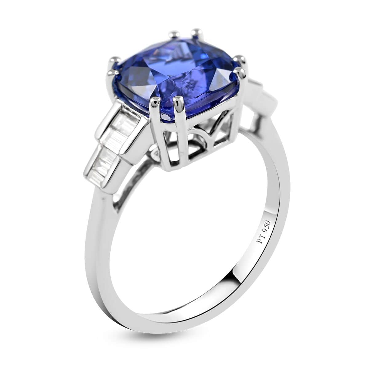 Doorbuster Certified & Appraised RHAPSODY 950 Platinum AAAA Tanzanite and E-F VS Diamond Ring 5.75 Grams 4.50 ctw image number 3