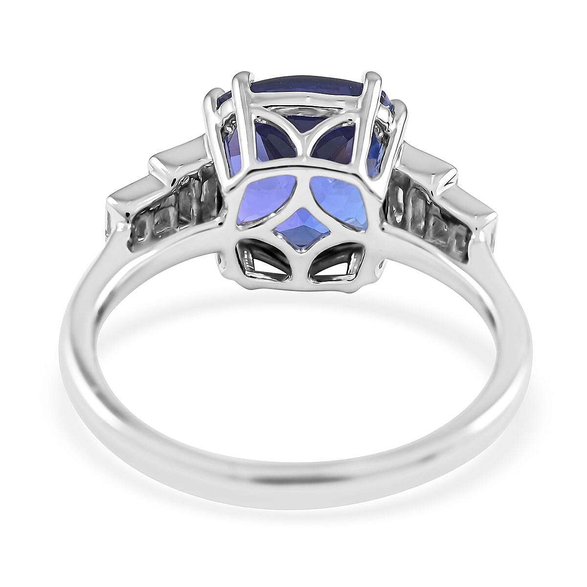 Certified & Appraised Rhapsody 950 Platinum AAAA Tanzanite and E-F VS Diamond Ring (Size 10.0) 5.75 Grams 4.50 ctw