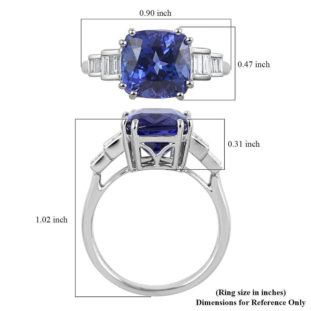 Certified & Appraised Rhapsody 950 Platinum AAAA Tanzanite and E-F VS Diamond Ring (Size 10.0) 5.75 Grams 4.50 ctw