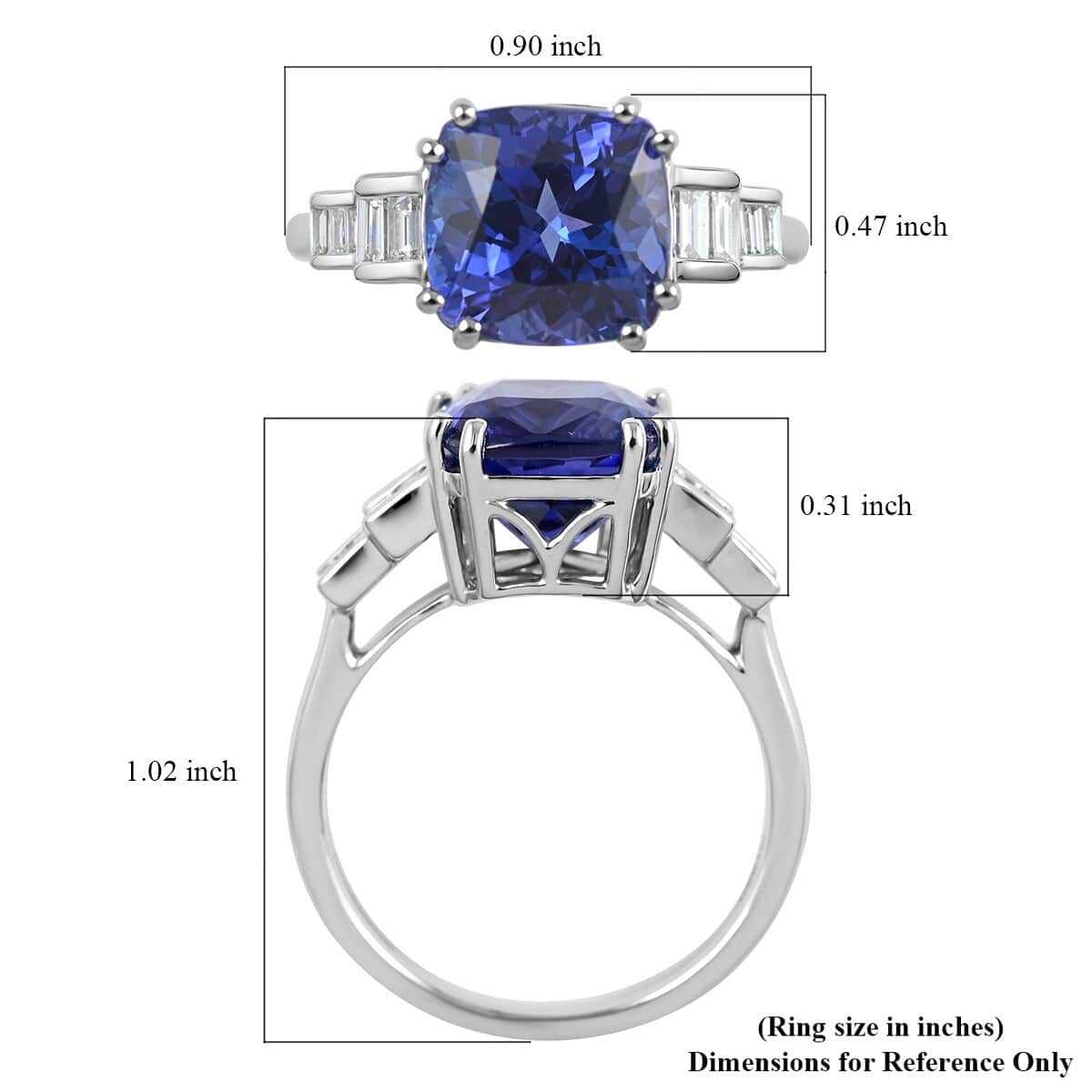 Doorbuster Certified & Appraised RHAPSODY 950 Platinum AAAA Tanzanite and E-F VS Diamond Ring 5.75 Grams 4.50 ctw image number 5