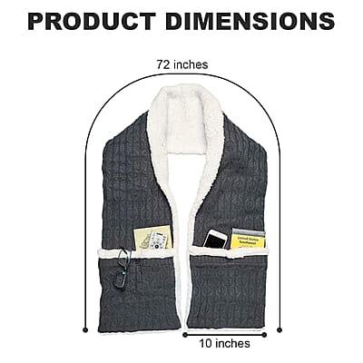 Huggle Ultra Plush Sherpa Knitted Reversible Scarf with Pockets