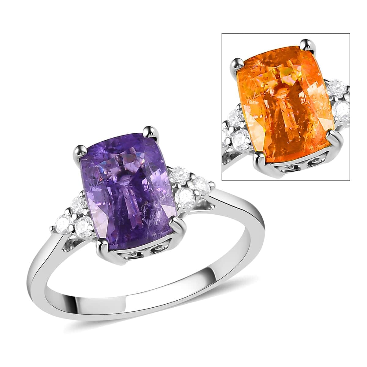 Rare Find LUXORO 14K White Gold AAA Color Change Hackmanite and G-H I2 Diamond Ring 3 Grams 2.25 ctw image number 0