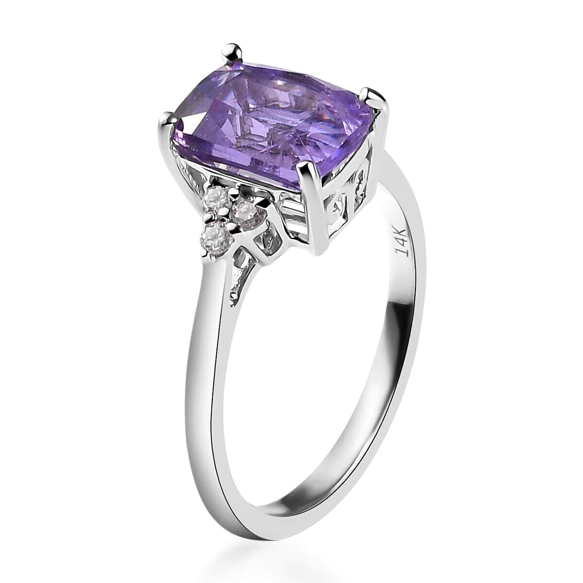Rare Find LUXORO 14K White Gold AAA Color Change Hackmanite and G-H I2 Diamond Ring 3 Grams 2.25 ctw image number 3