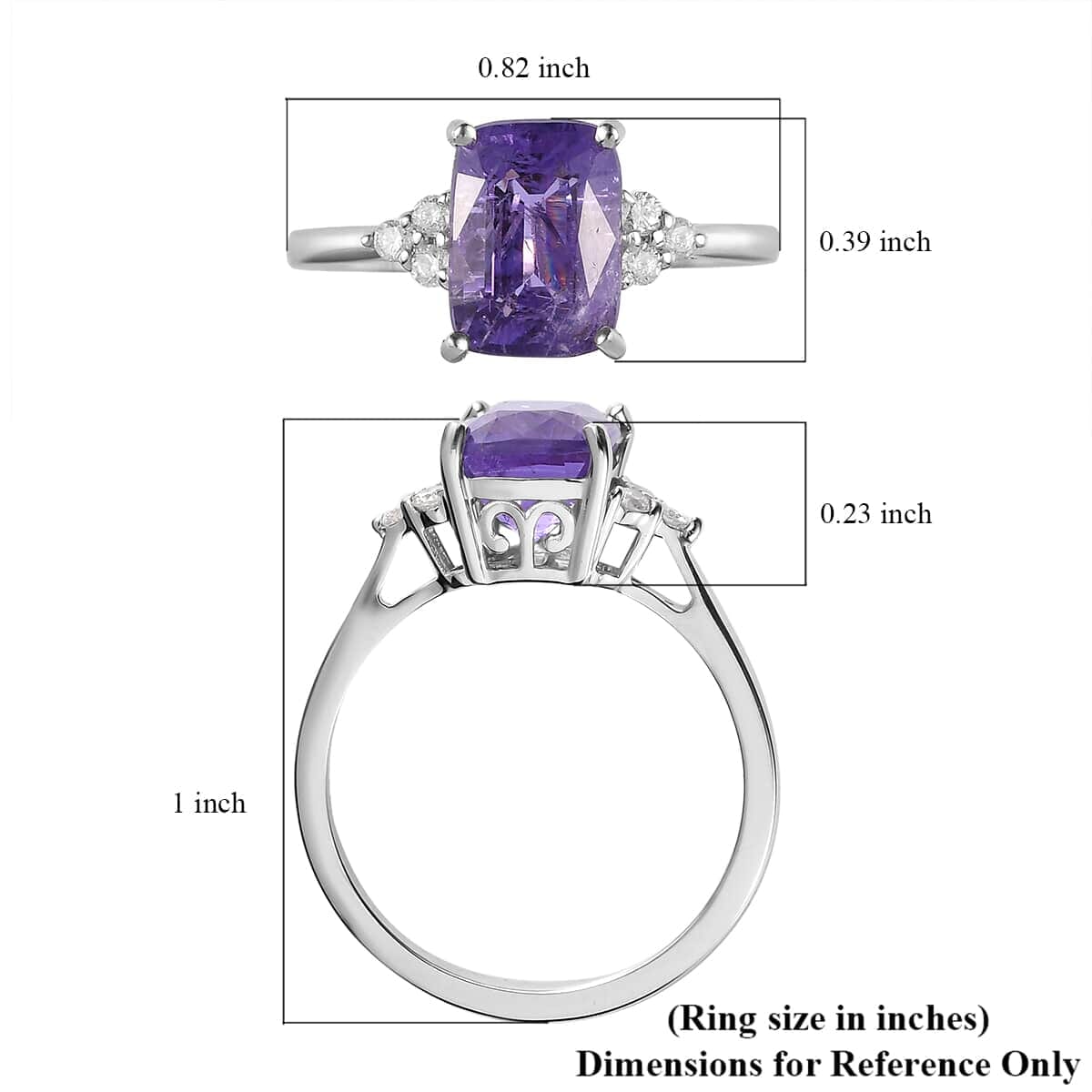 Rare Find LUXORO 14K White Gold AAA Color Change Hackmanite and G-H I2 Diamond Ring 3 Grams 2.25 ctw image number 5