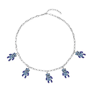 Multi Color Austrian Crystal Teddy Bear Charms Necklace 20-22 Inches in Silvertone