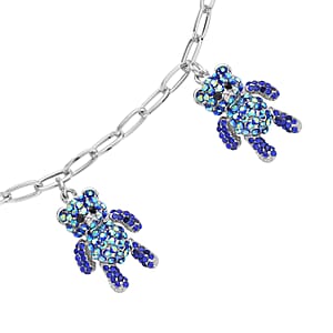 Multi Color Austrian Crystal Teddy Bear Charms Necklace 20-22 Inches in Silvertone