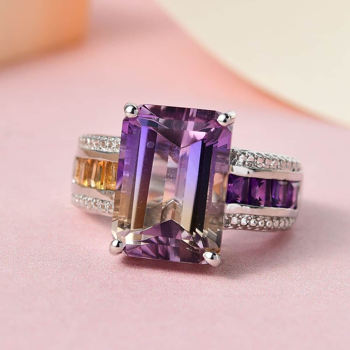 AAA Anahi Ametrine and Multi Gemstone Ring in Platinum Over Sterling Silver (Size 7.0) 8.90 ctw image number 1